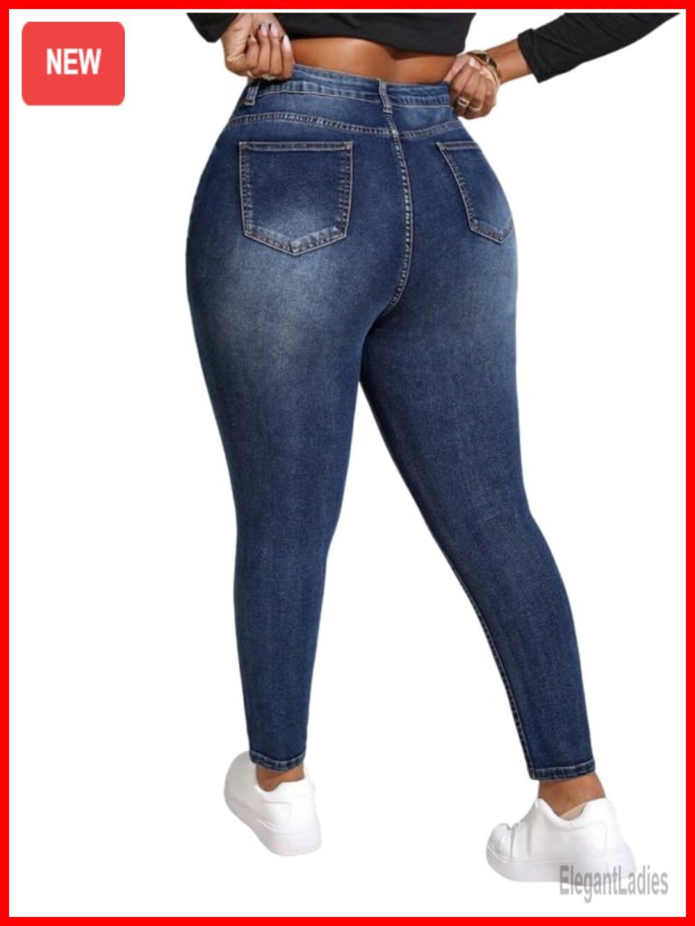 Plus Size High Waisted Skinny Jeans Stretchy Ankle Ripped Distressed Denim - Picture 4 of 4
